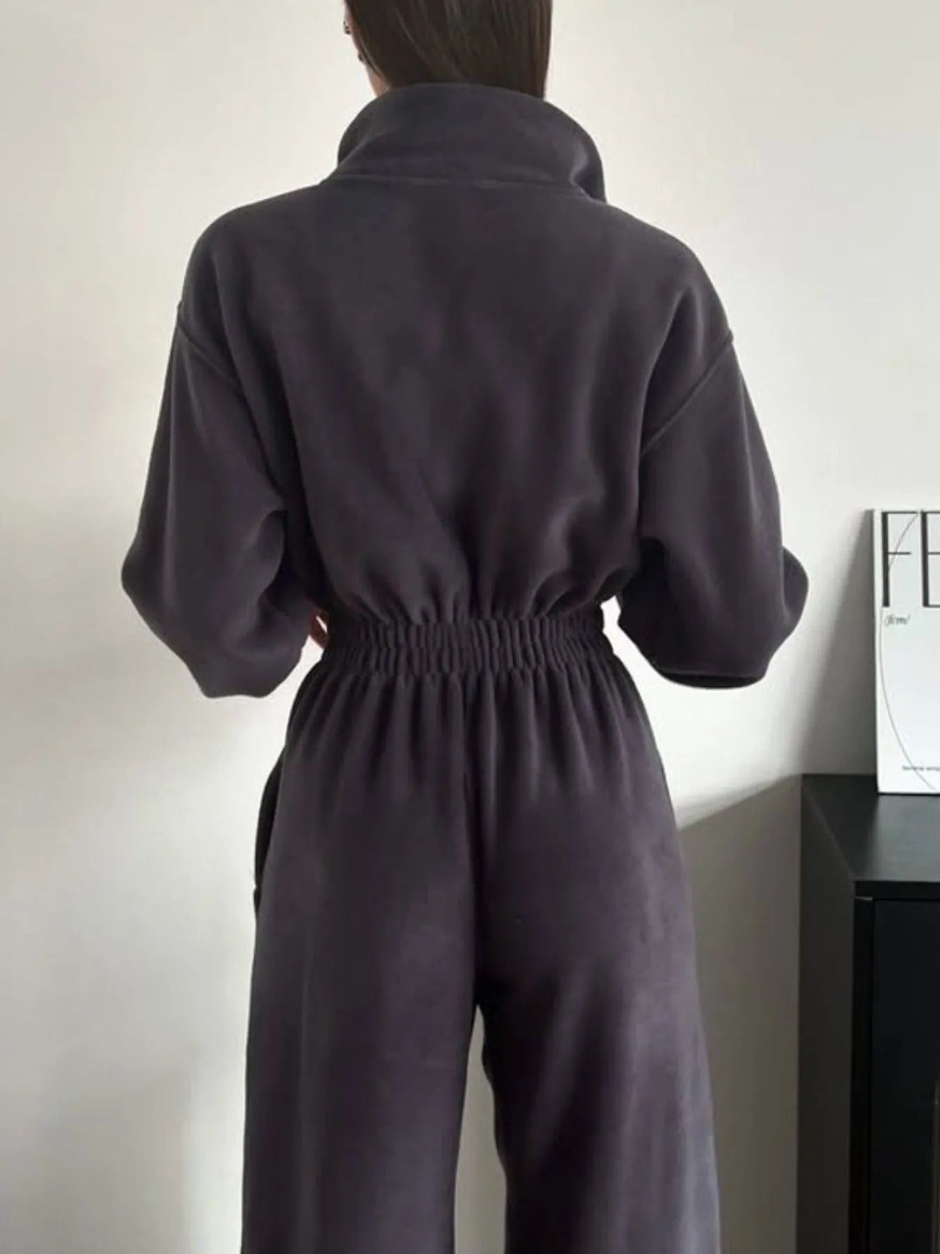 Casual Zip Front Long Sleeve Jumpsuit