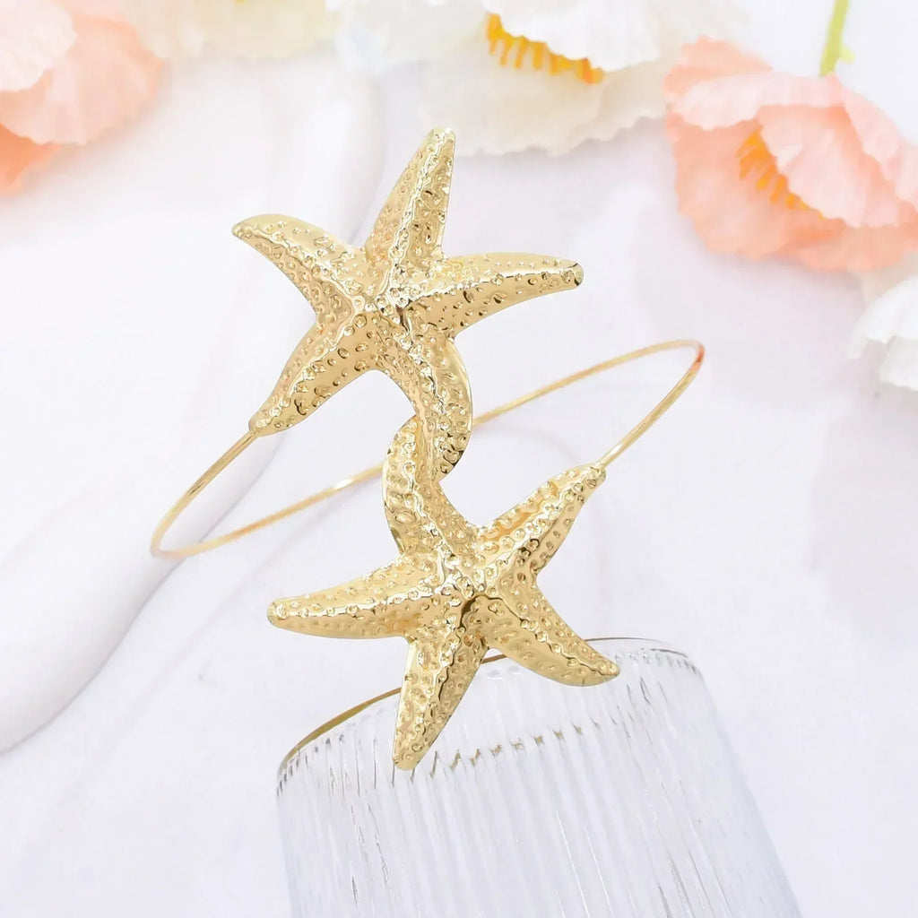 New Fashion Golden Alloy 2 Starfish Arm Bracelet for Women  Summer Beach \Dance Party Cuff Bracelets Jewlery Accessories Gifts