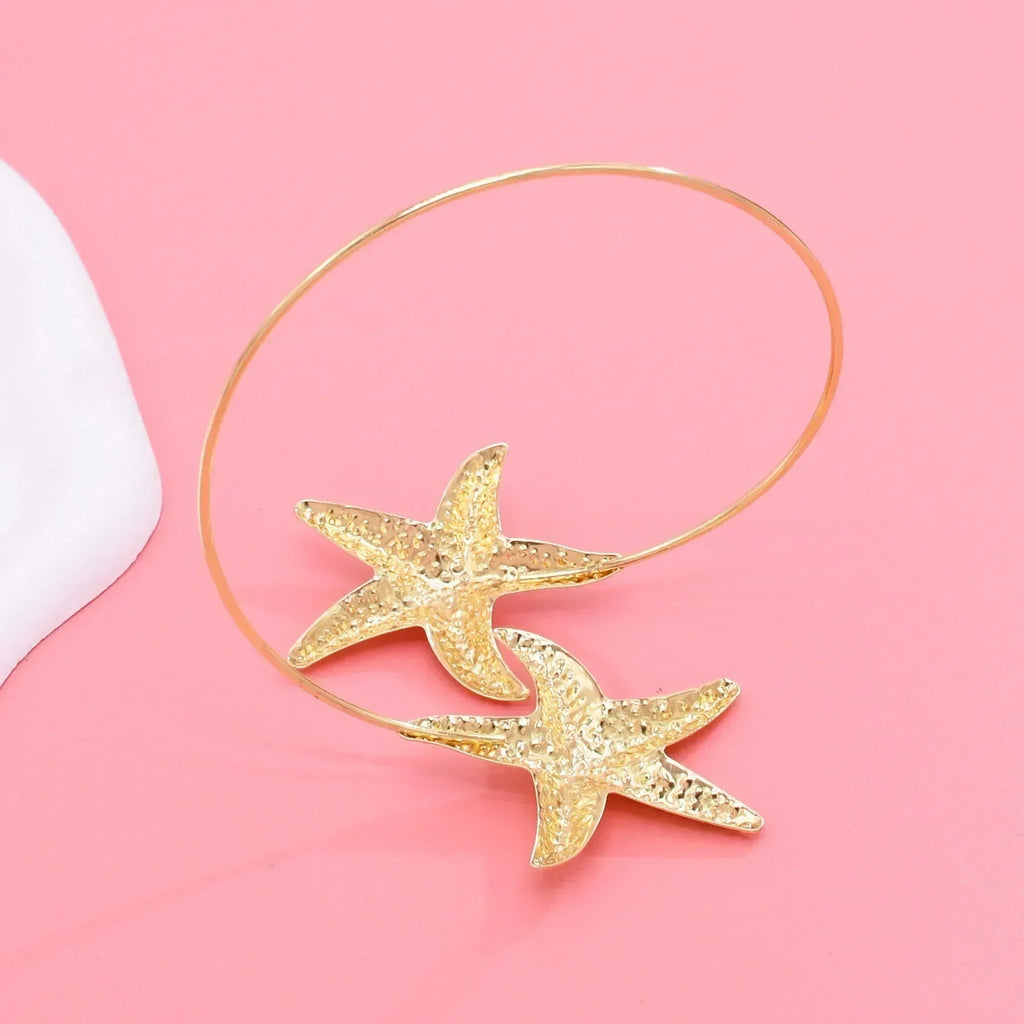 New Fashion Golden Alloy 2 Starfish Arm Bracelet for Women  Summer Beach \Dance Party Cuff Bracelets Jewlery Accessories Gifts