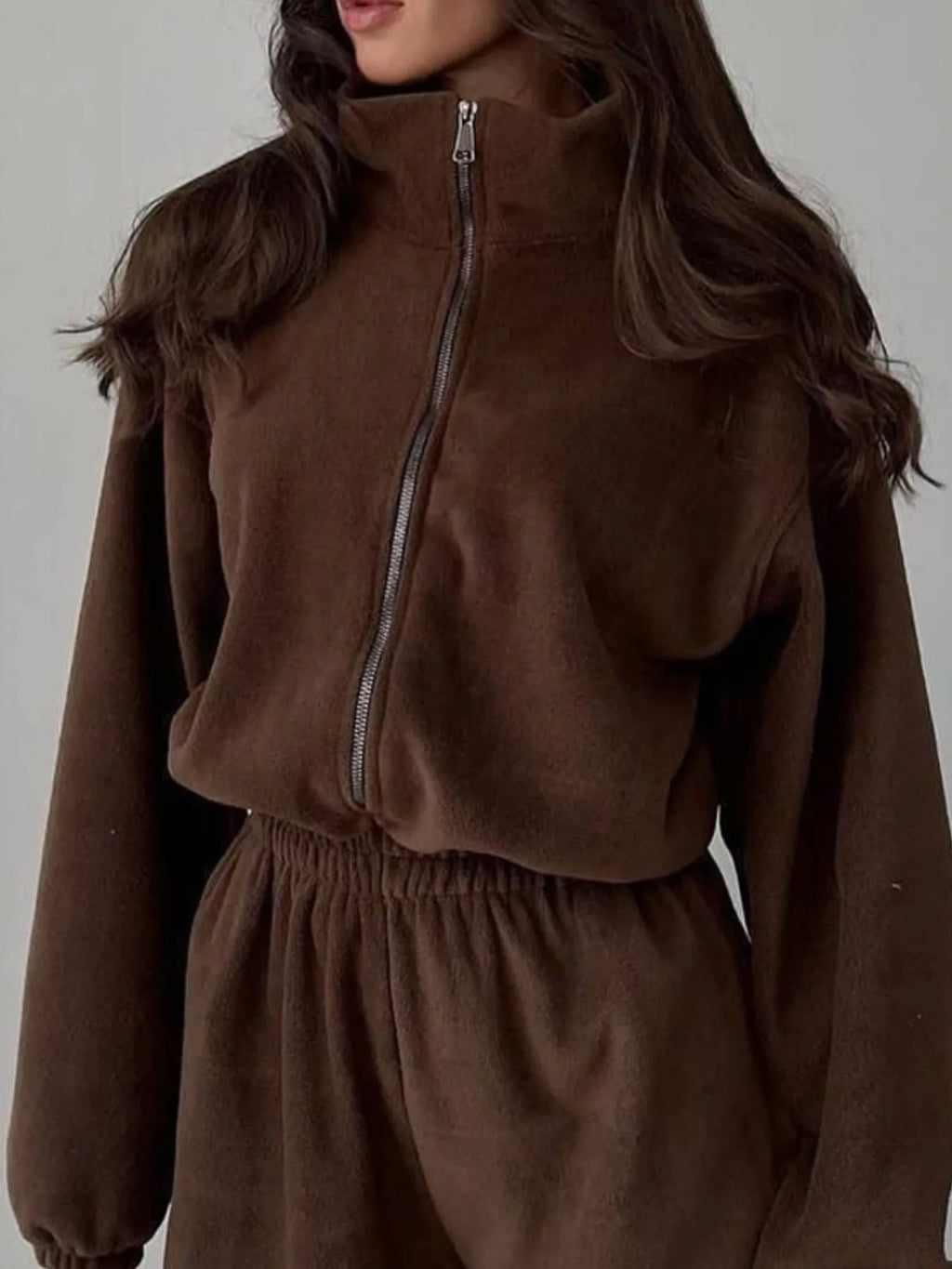 Casual Zip Front Long Sleeve Jumpsuit